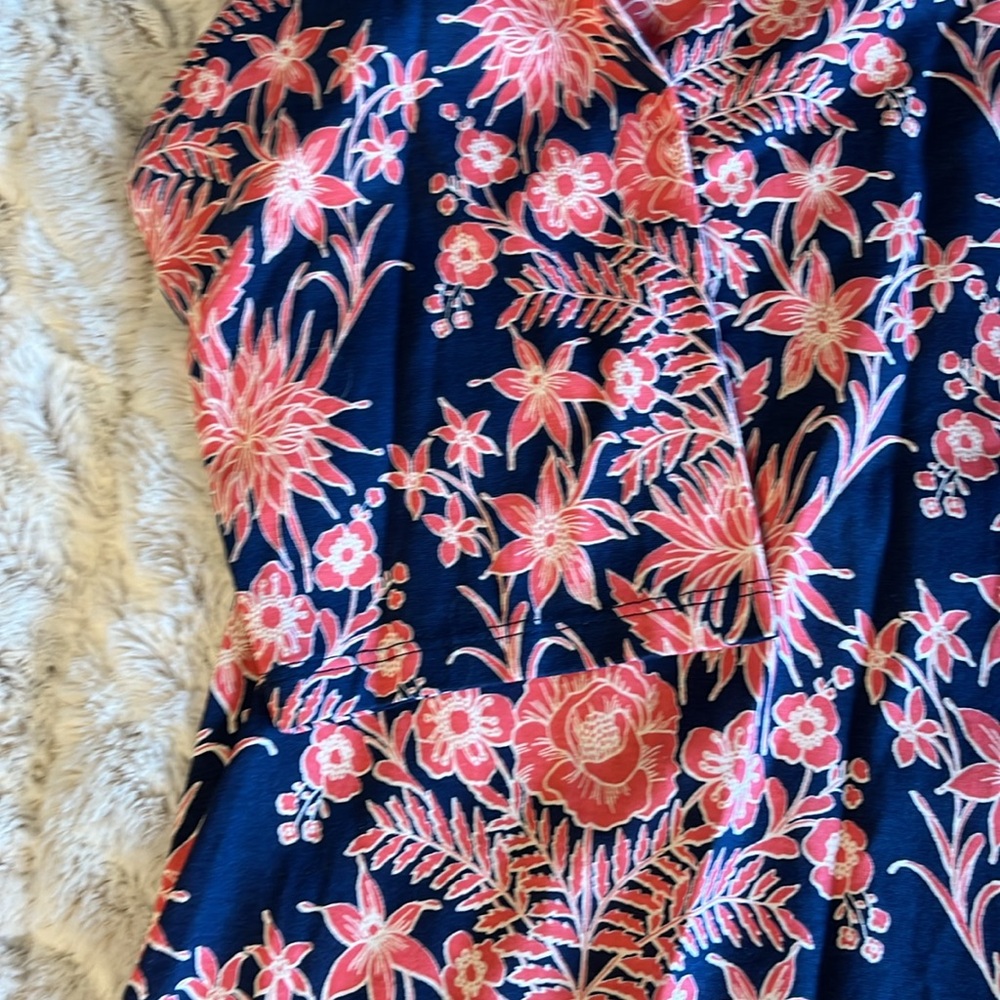 Talbots Blue and Pink 3/4 Sleeve Boxy Blouse - Picture 3 of 7